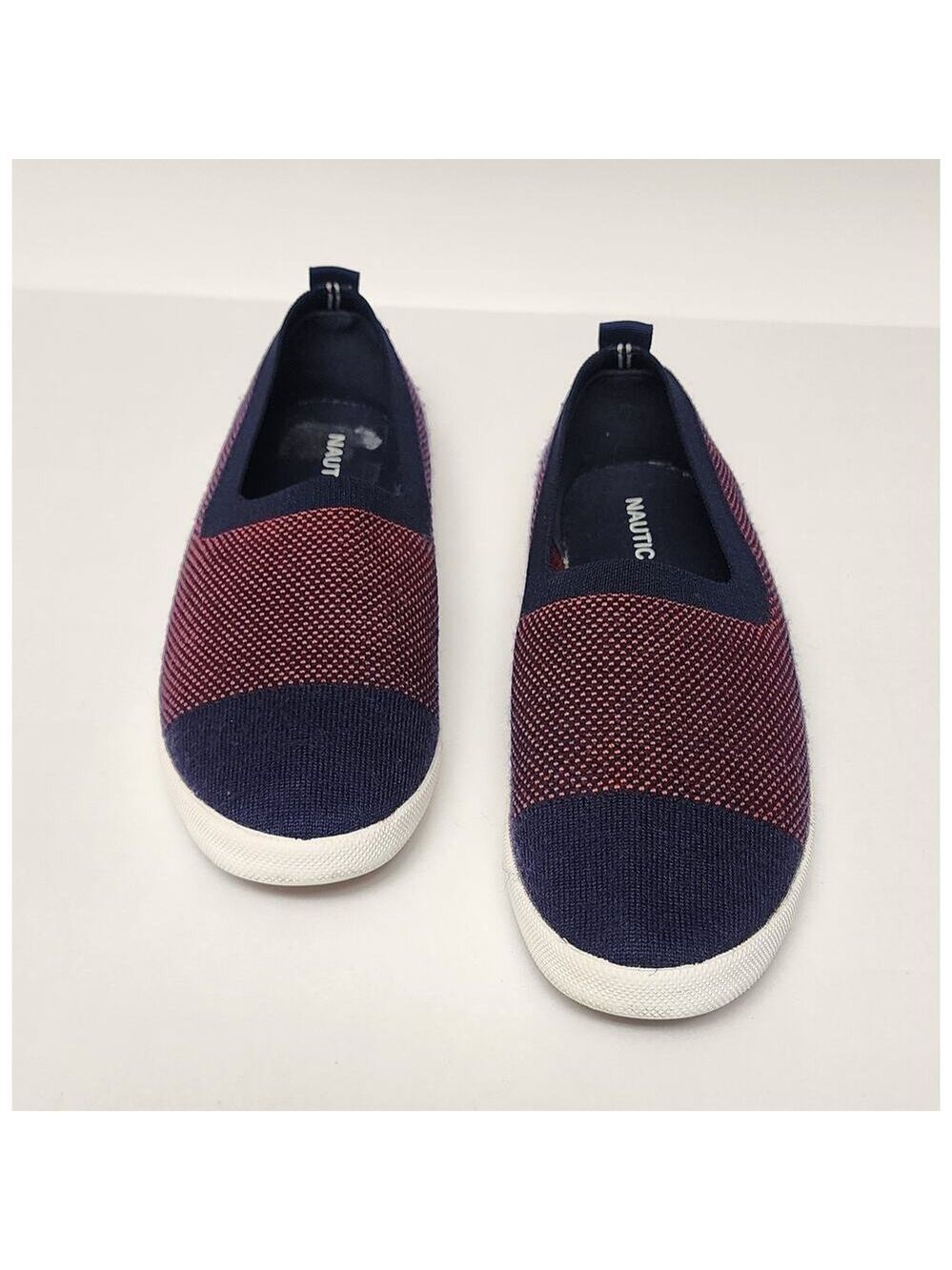 Nautica Womens Navy Blue Red Nautical Knit Slip On Sailing Boat Shoes Size US 8 - Picture 6 of 9